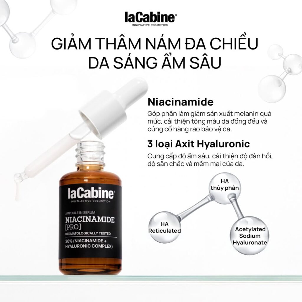 Lacabine Niacinamide Pro giải pháp mờ thâm sáng da không lo kích ứng