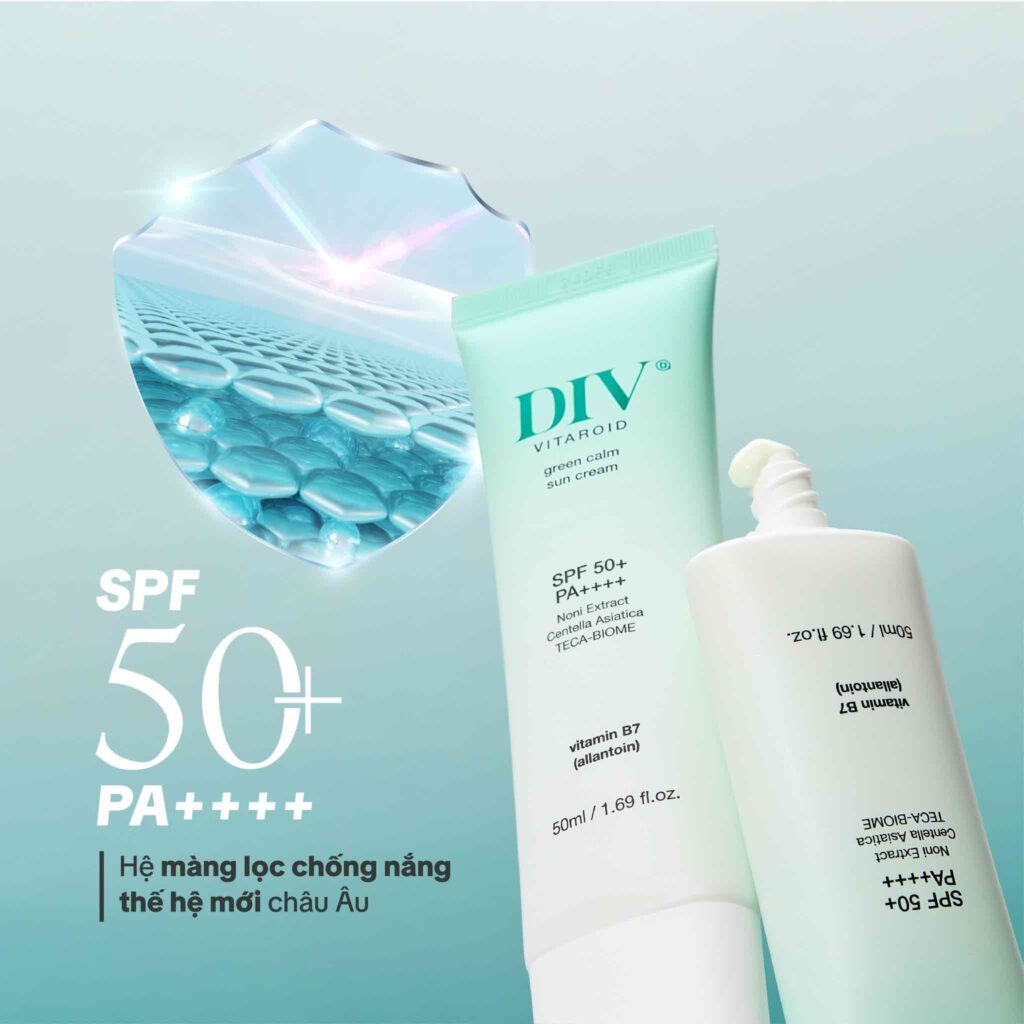 DIV Vitaroid Green Calm - Kem chống nắng hoàn hảo cho làn da Treatment nhạy cảm