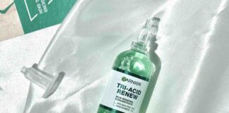 Garnier Serum Peel Tri-Acid Renew bí mật cho làn da căng bóng mịn màng